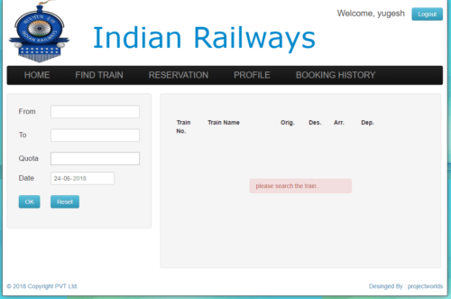 Railway Reservation System in php - Image 4