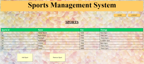 Sports Management System Project in Java - Image 3