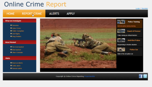 Online crime management system, php