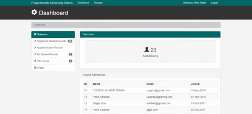 PHP Online Admission System Project