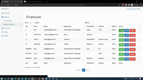 Payroll Management System Project in PHP