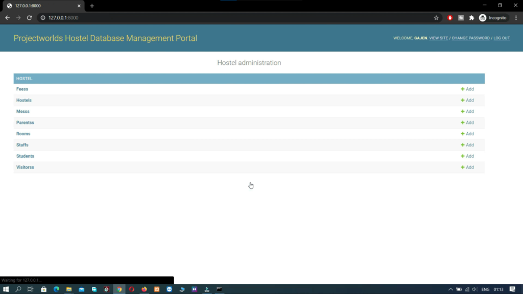 Hostel Management System Python Django | Projectworlds Store