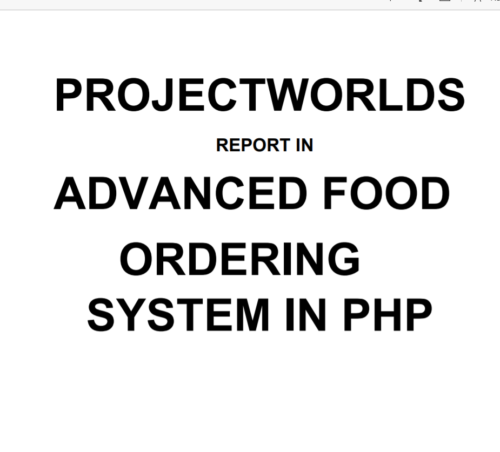 Online Food Ordering System In PHP  Advance Project Report