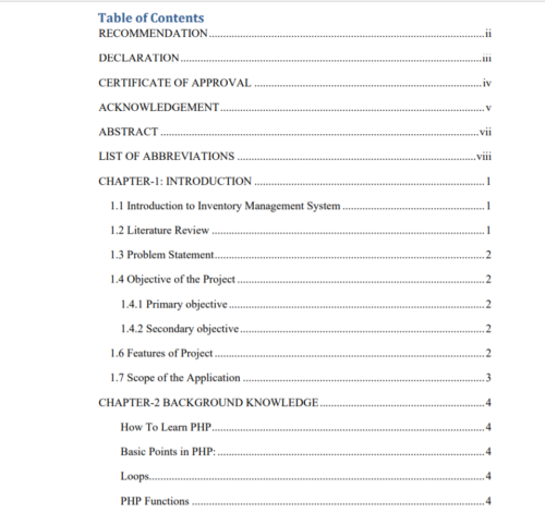 tc Inventory Management System in PHP Project Report