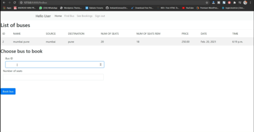 Bus Reservation System Project Python Django