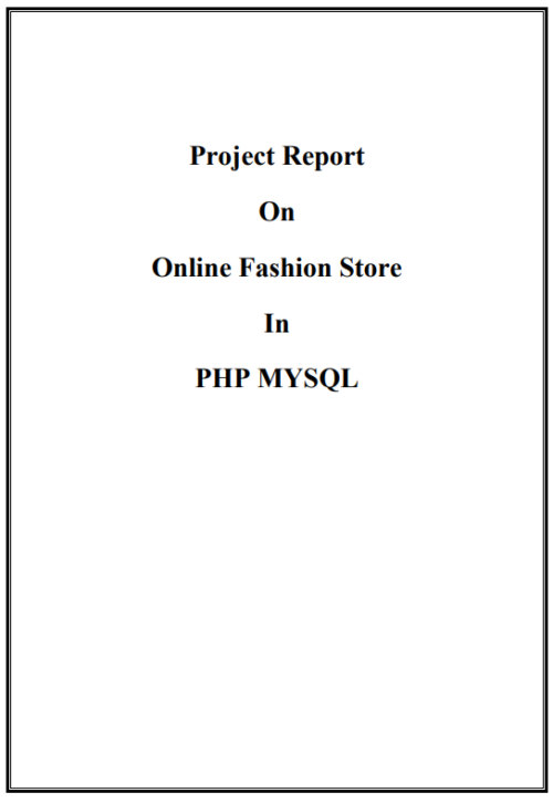 Online Fashion Store PHP Project Report