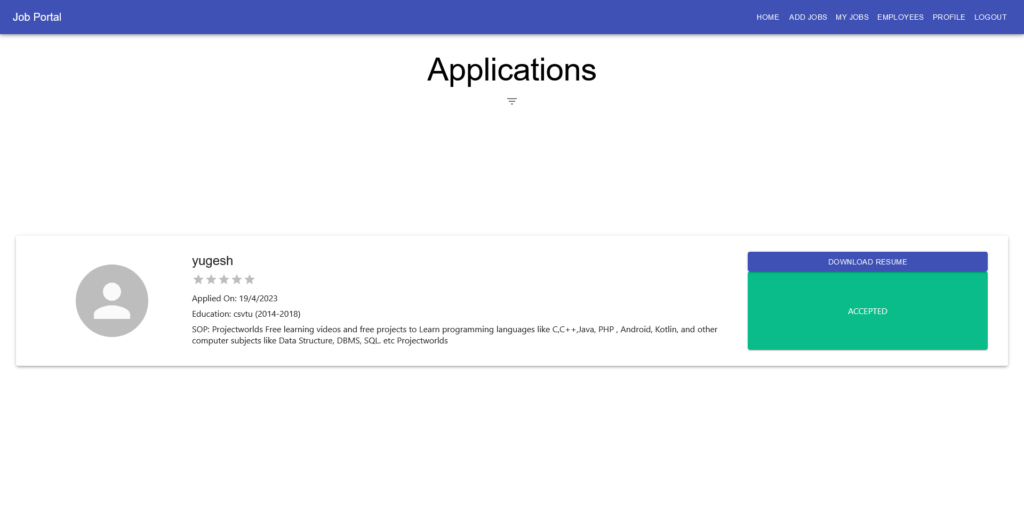 Online Job Portal MERN Stack React MongoDB Nodejs | Projectworlds Store