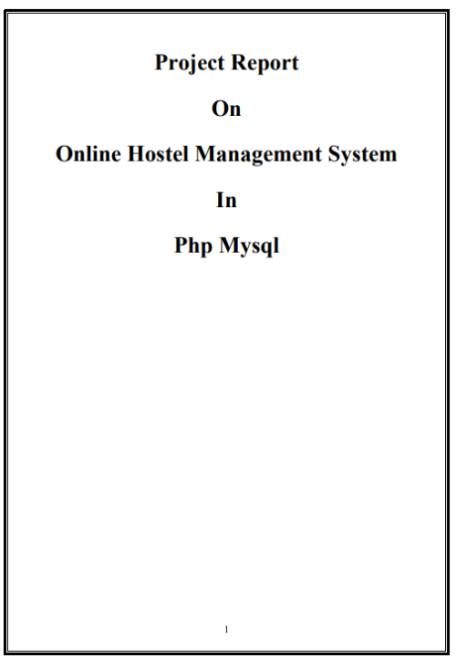 Online Hostel Management System PHP MySQL Project Report