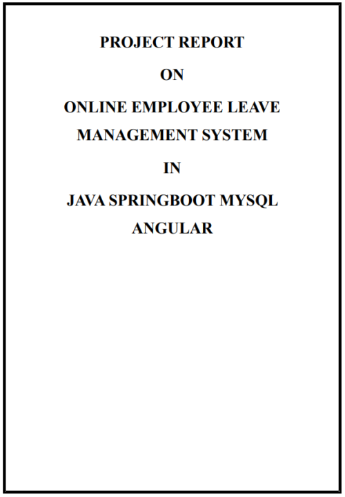 Employee Leave Management System Spring Boot Angular Project Report