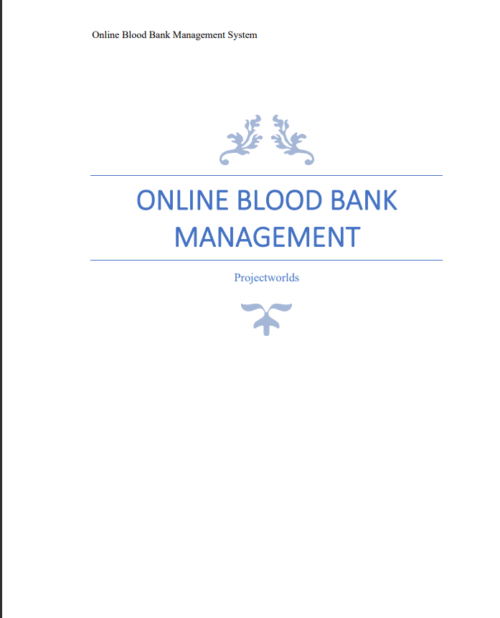 Online Blood Bank Management System PHP Project Report