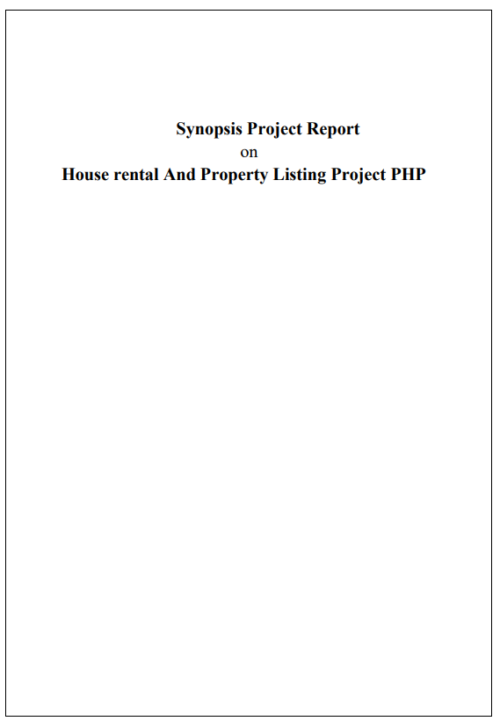 House rental And Property Listing PHP Project Report