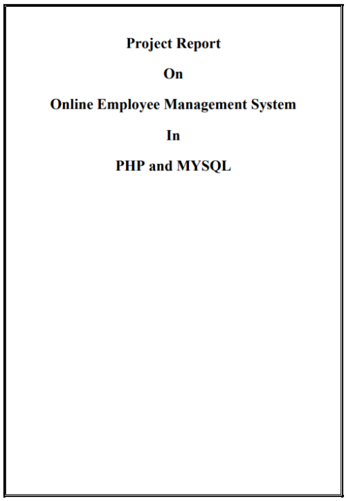 Employee Management System Project In PHP MYSQL Project and Report