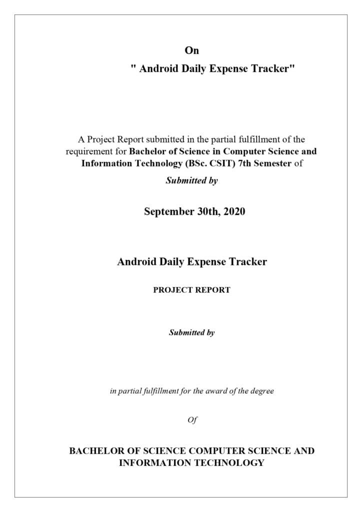 Expense Tracker Android App Project Report | Projectworlds Store