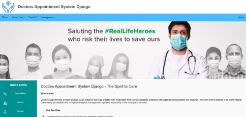 Doctors Appointment System Django Project with source code