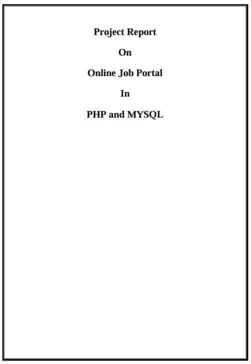 Online Job Portal in PHP MySQL Project Report
