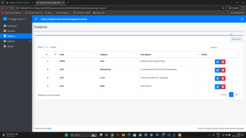 Online College Result Management System