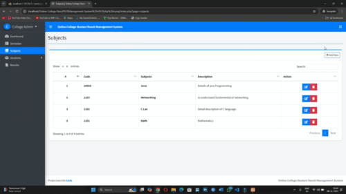 Online College Result Management System