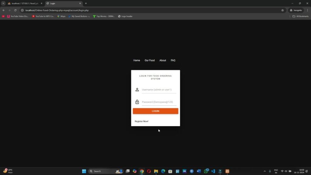 Online Food Ordering Management System in php mysql | Projectworlds Store