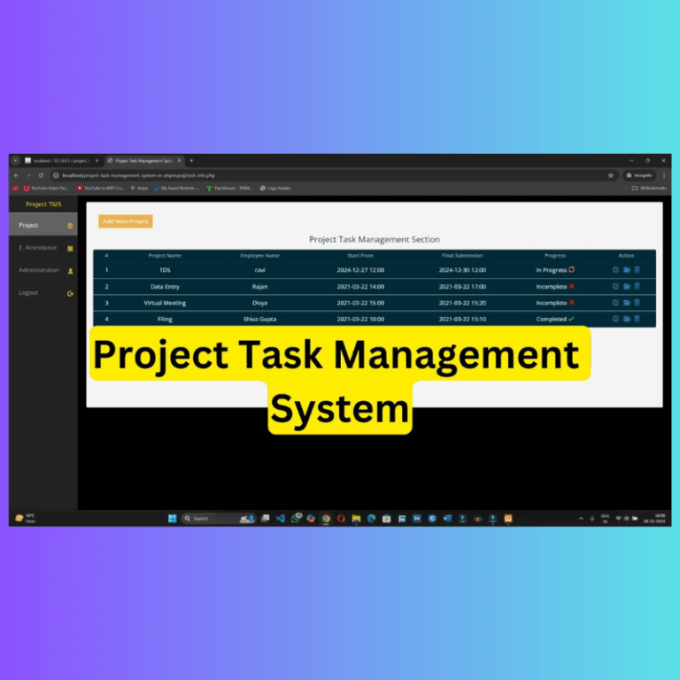 Employee Task Management System Project in PHP MySQL | Projectworlds Store