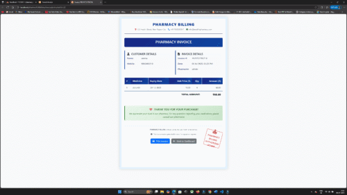 Pharmacy Management and Billing System in PHP MySQL