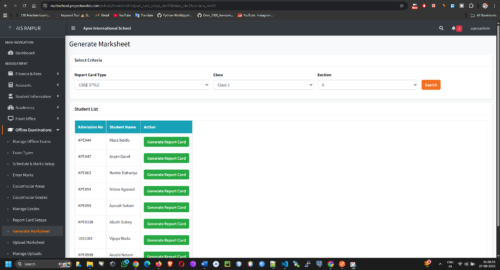 Exams_GenerateMarksheet_FinalPreview Multi School ERP SAAS Script + Mobile App