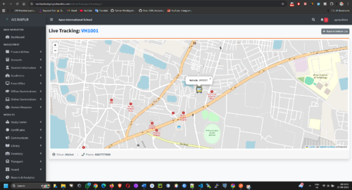 Transport_LiveTracking_MapView Multi School ERP SAAS Script + Mobile App